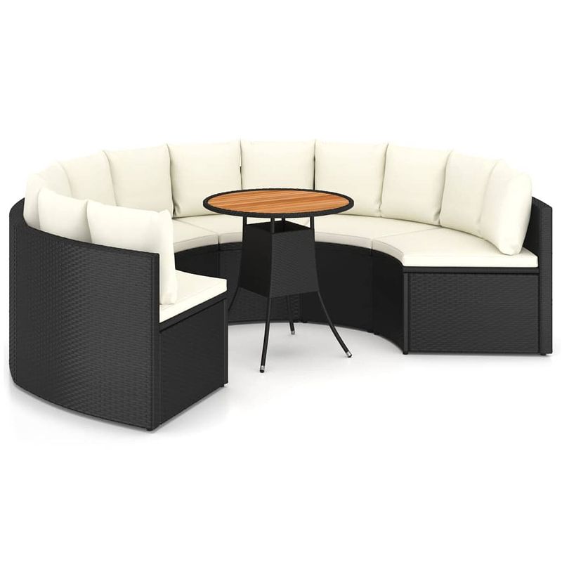 Foto van Vidaxl 7-delige loungeset met kussens poly rattan zwart