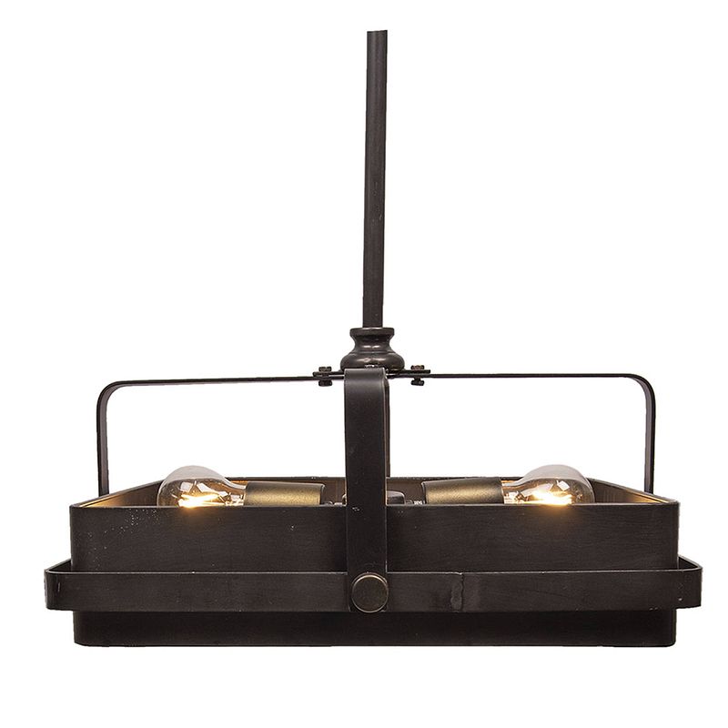 Foto van Haes deco - hanglamp - industrial - robuuste lamp, 46x46x22 cm - vierkante hanglamp eettafel, hanglamp eetkamer