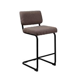 Foto van Giga meubel barstoel bouclé taupe - metalen onderstel - stoel harley