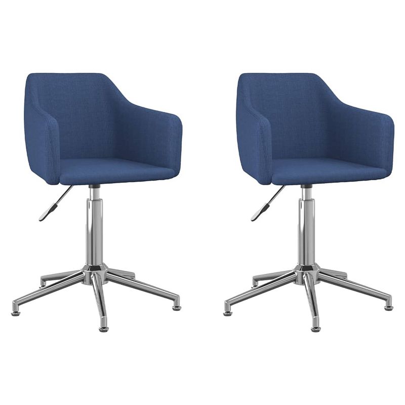 Foto van The living store eetkamerstoelen 2 st draaibaar stof blauw - eetkamerstoel