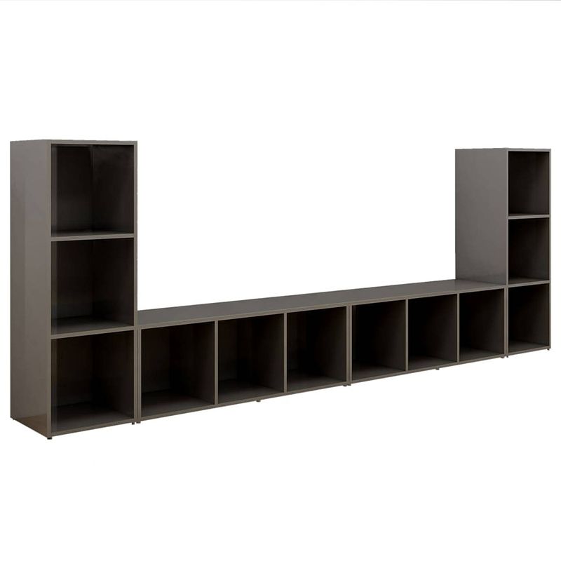 Foto van The living store televisiemeubel - hoogglans grijs - 107 x 35 x 37 cm - 3 vakken