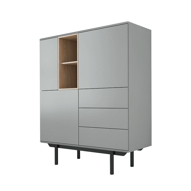 Foto van Meubella - dressoir iris - grijs - eiken - 100 cm