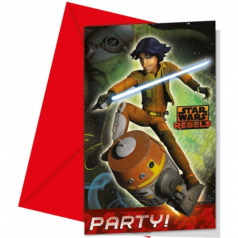 Foto van Procos uitnodigingen star wars rebels 14 x 9,5 cm rood 12-delig