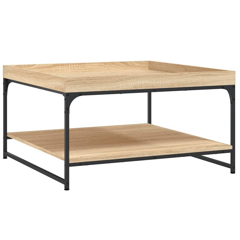 Foto van The living store salontafel sonoma eiken - 80 x 80 x 45 cm - bewerkt hout en ijzer