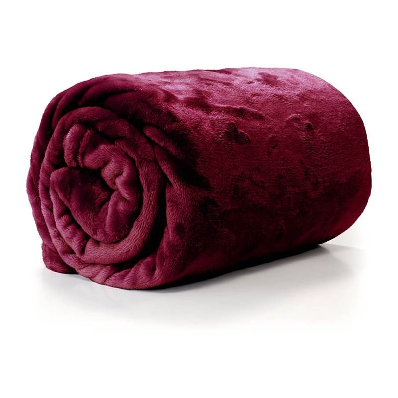 Foto van Unique living enzo fleece plaid - fleece polyester - 130x180 cm - pomegranate