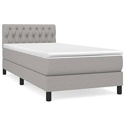 Foto van The living store boxspring met matras stof lichtgrijs 90x190 cm - bed