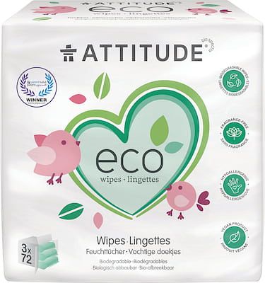 Foto van Attitude ecologische babydoekjes navul 3-pack