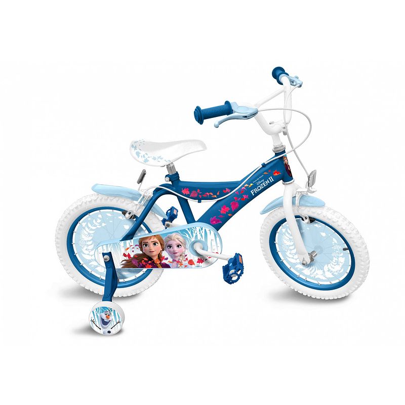 Foto van Disney meisjesfiets frozen 2 16 inch 26 cm meisjes knijprem blauw/wit