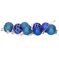 Foto van 16x stuks kerstballen blauw mix van mat/glans/glitter kunststof 3 cm - kerstbal
