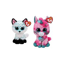 Foto van Ty - knuffel - beanie boo'ss - gumball unicorn & atlas fox