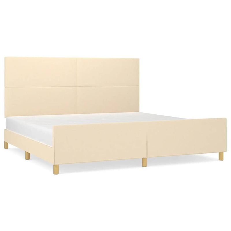 Foto van The living store bedframe crème 203x206x118/128 cm - verstelbaar hoofdeinde - multiplex lattenbodem - comfortabele