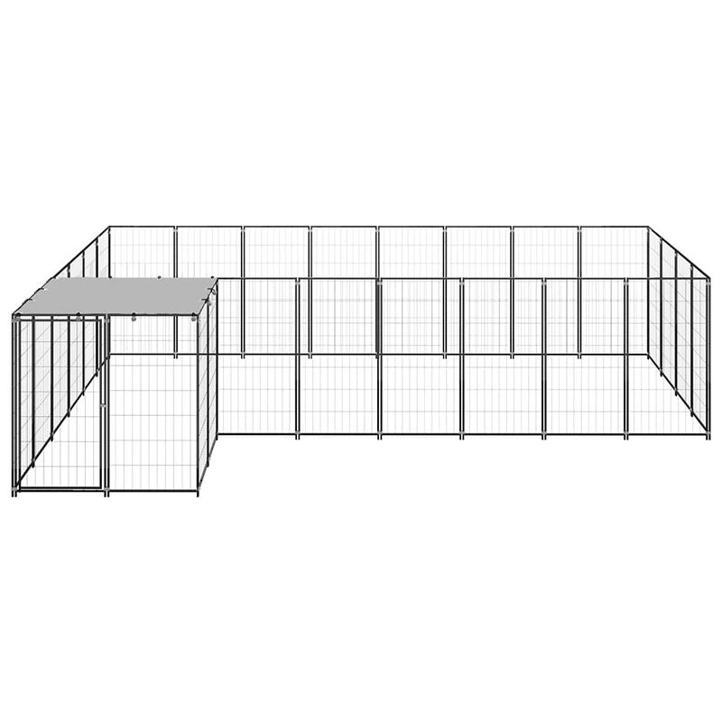 Foto van The living store hondenkennel groot - 330 x 440 x 110 cm - draadgaas - zwart/zilvergrijs