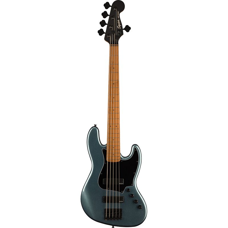 Foto van Squier contemporary active jazz bass hh v gunmetal metallic 5-snarige elektrische basgitaar