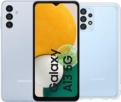Foto van Samsung galaxy a13 128gb blauw 5g + samsung soft case back cover transparant