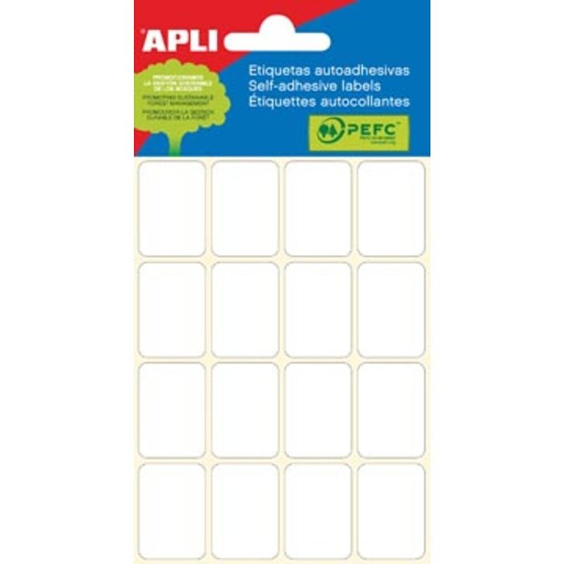 Foto van Apli witte etiketten ft 19 x 27 mm (b x h), 96 stuks, 16 per blad (2675)