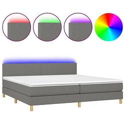 Foto van The living store boxspring bed - led - donkergrijs - 203 x 200 x 78/88 cm - pocketvering matras - huidvriendelijk