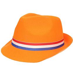 Foto van Oranje gleufhoed/hoedje voor volwassenen met nederlandse vlag - verkleedhoofddeksels
