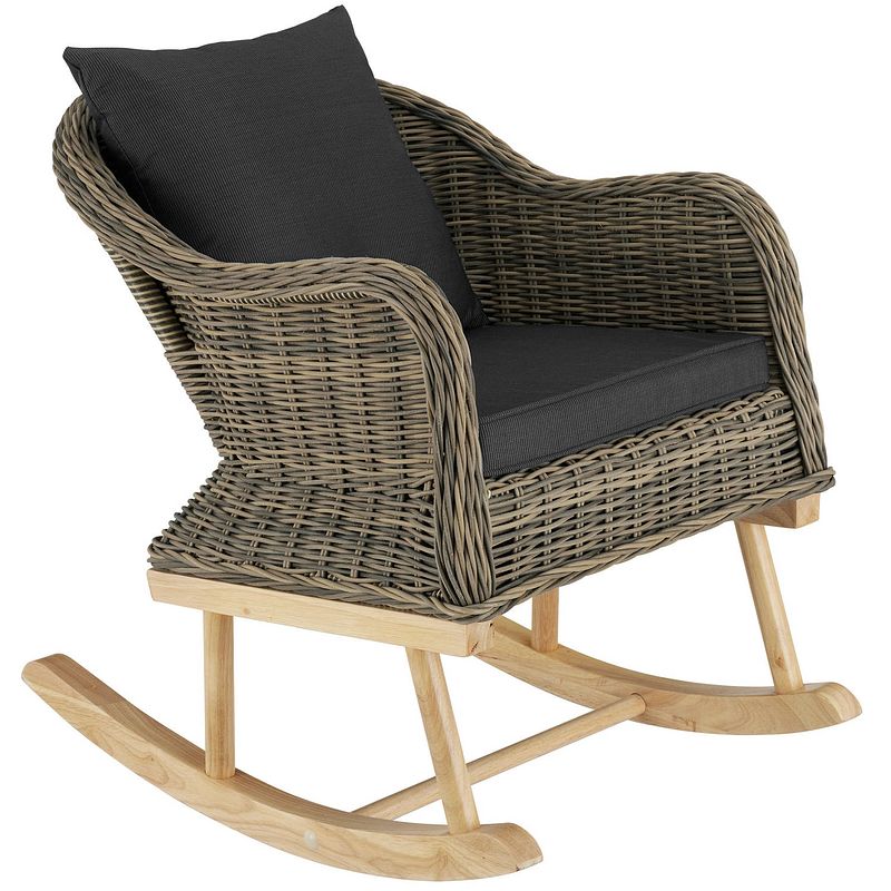 Foto van Tectake® - wicker schommelstoel rovigo - 150kg - natuur