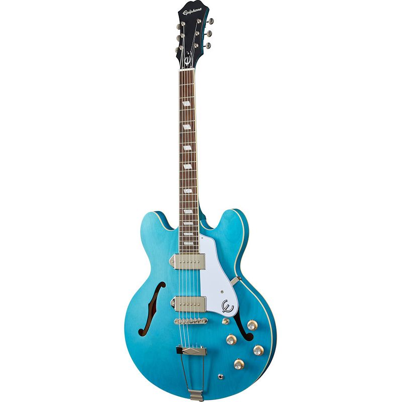 Foto van Epiphone casino worn blue denim semi-akoestische gitaar