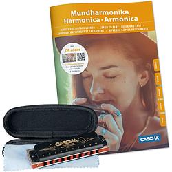 Foto van Cascha hh 1610 professional blues harmonica set (de/en/fr/es) met lesboek