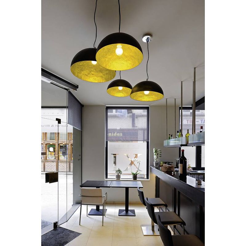 Foto van Slv forchini pd-1 155530 hanglamp led e27 40 w zwart, goud