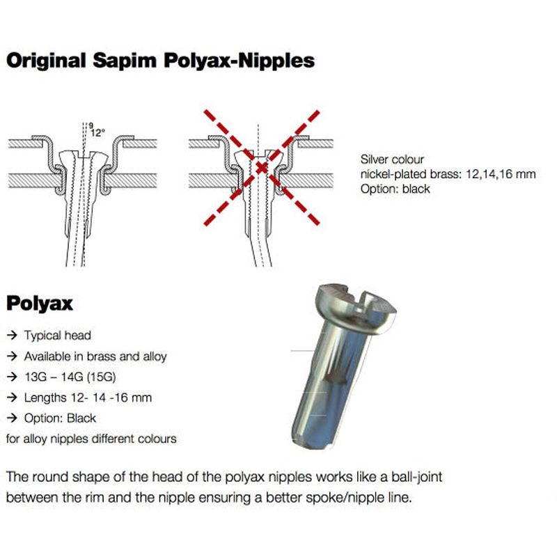 Foto van Sapim spaaknippel 13 polyax 14mm zilver messing (100st)