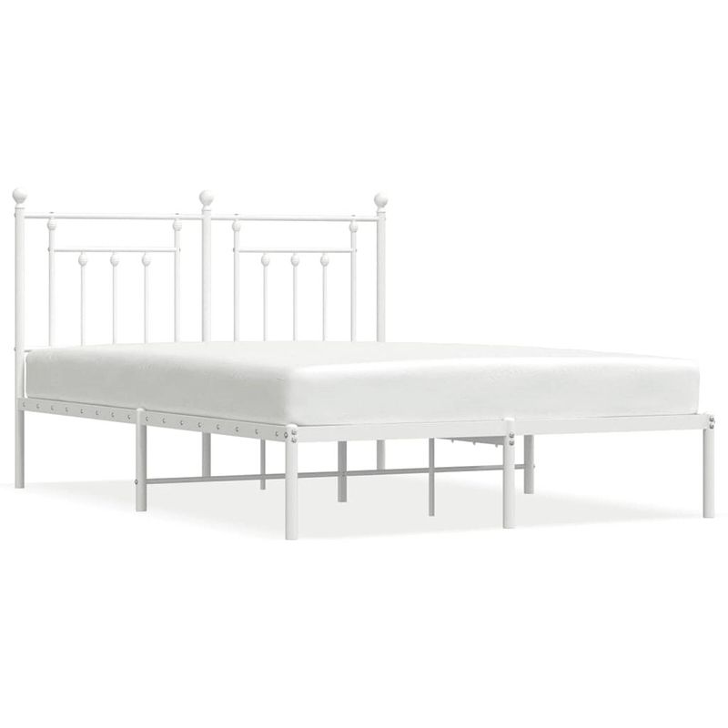 Foto van Vidaxl bedframe met hoofdbord metaal wit 140x190 cm