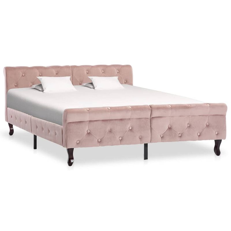 Foto van Vidaxl bedframe fluweel roze 140x200 cm