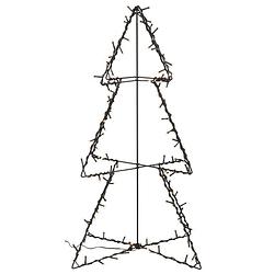 Foto van Verlichte figuren zwarte 3d lichtboom/metalen boom/kerstboom met 120 led lichtjes 77 cm - kerstverlichting figuur