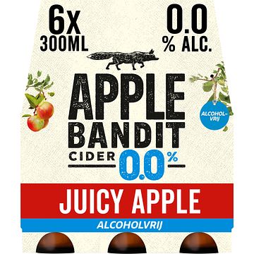 Foto van Apple bandit cider juicy apple 0.0 fles 6 x 30cl bij jumbo