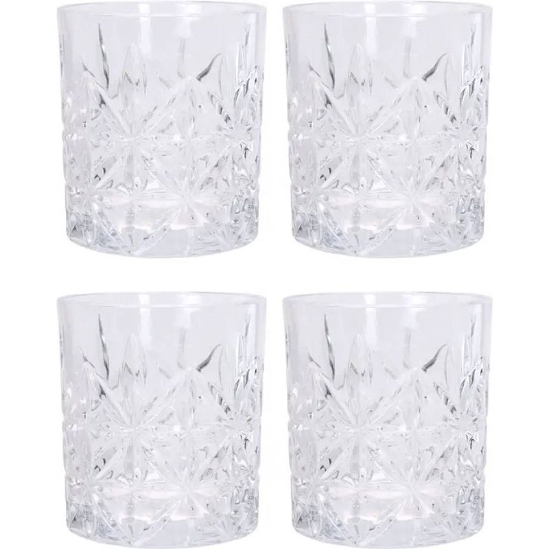 Foto van Jap kristallen whiskey glazen set van 4 - 230ml - transparant drinkglas - tumbler set