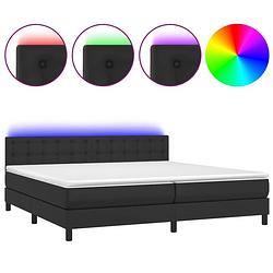 Foto van The living store bed boxspring - zwart - 203 x 200 cm - led - pocketvering - huidvriendelijk