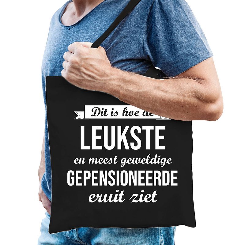 Foto van Geweldige gepensioneerde tas zwart heren pensioen / vut kado - feest boodschappentassen