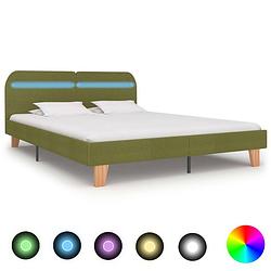 Foto van Vidaxl bedframe met led stof groen 180x200 cm