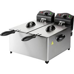 Foto van Domo do560fr dubbele friteuse 3500 w controlelampje rvs, zwart