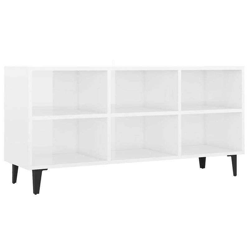 Foto van Vidaxl tv-meubel met metalen poten 103,5x30x50 cm hoogglans wit