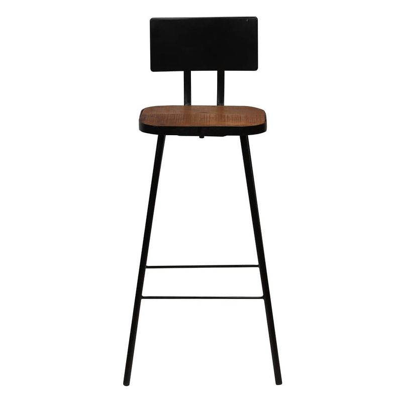 Foto van The living store barstoelen - gerecycled hout - 45 x 36 x 99 cm - stalen frame