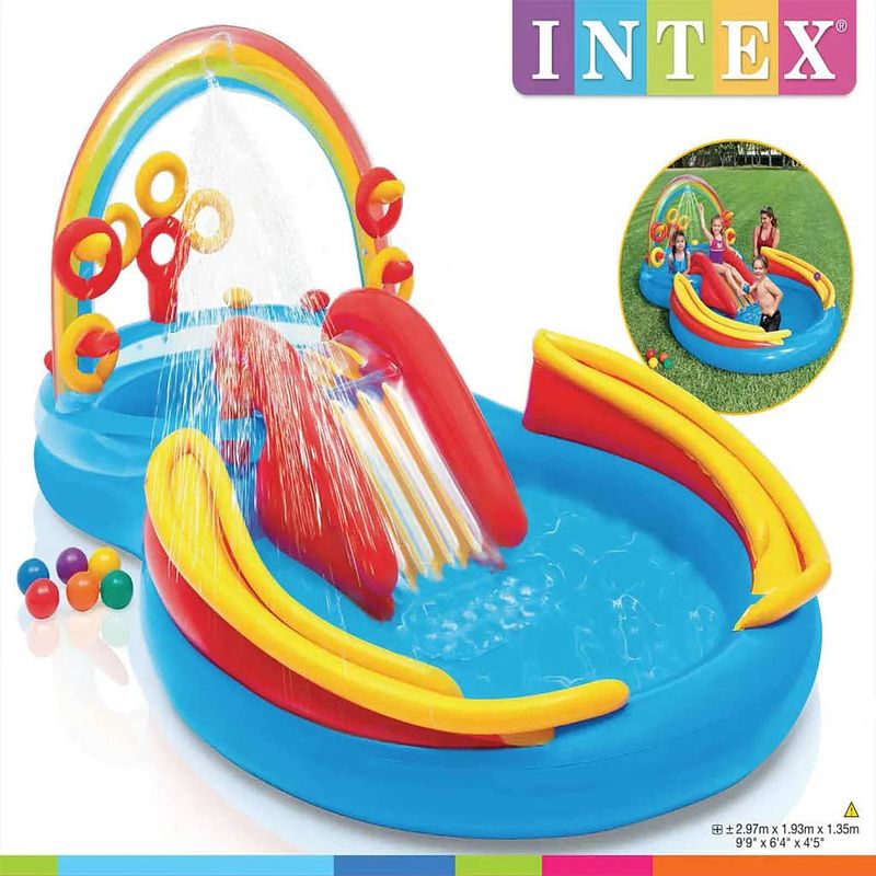 Foto van Intex opblaaszwembad rainbow ring play center 297x193x135 cm 57453np