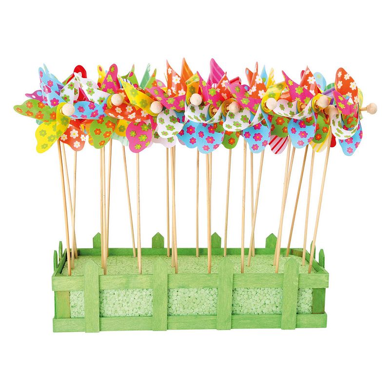 Foto van Small foot houten windmolen bloemen 28cm, 24st.