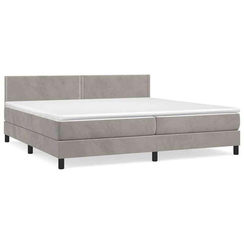 Foto van The living store boxspringbed - zacht fluweel - bed - 203x200x78/88cm - pocketvering matras - middelharde ondersteuning