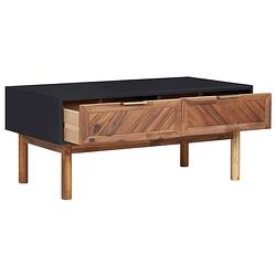 Foto van The living store houten salontafel - massief acaciahout - 90 x 50 x 40 cm - met 2 lades