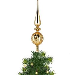 Foto van Kerst piek van glas goud gedecoreerd h31 cm - kerstboompieken