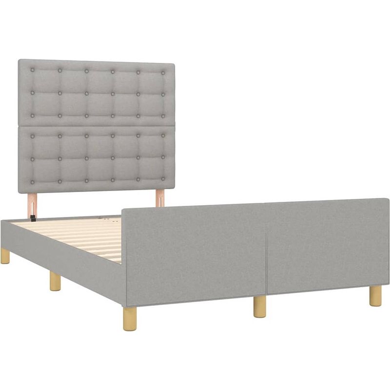 Foto van The living store bedframe - hoofdeind - 203 x 126 x 118/128 cm - lichtgrijs