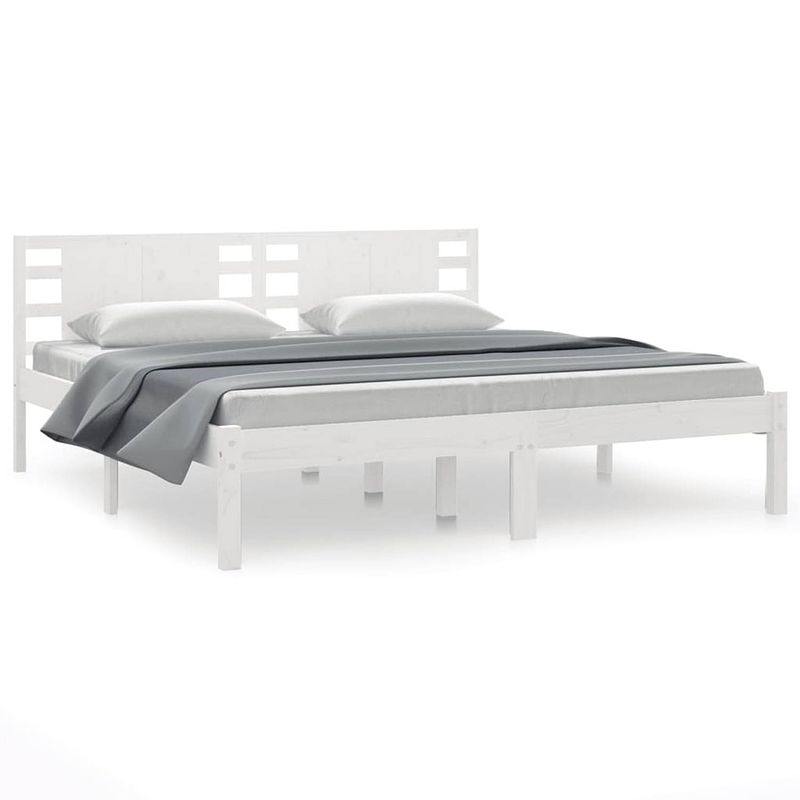 Foto van Vidaxl bedframe massief grenenhout wit 200x200 cm