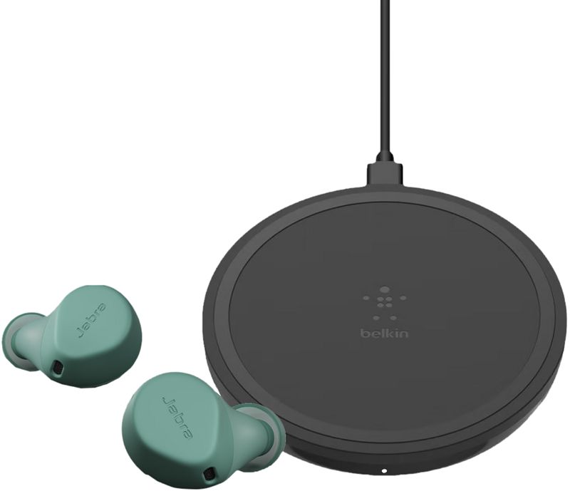 Foto van Jabra elite 7 active groen + belkin boost up draadloze oplader 10w zwart