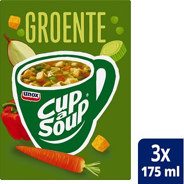 Foto van 2 zakken soep a 570 ml, pakken cupasoup a 3 stuks of single verpakkingen noodles of pasta | unox cupasoup groente 3 x 175ml aanbieding bij jumbo