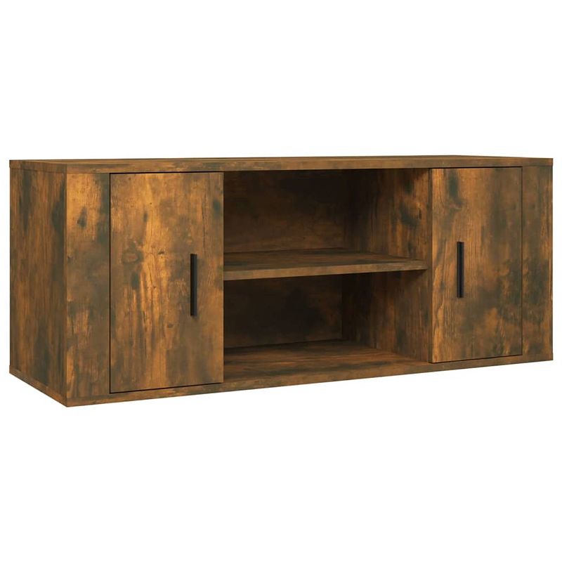 Foto van The living store tv-meubel s - mediakast - 100x35x40cm - gerookt eiken