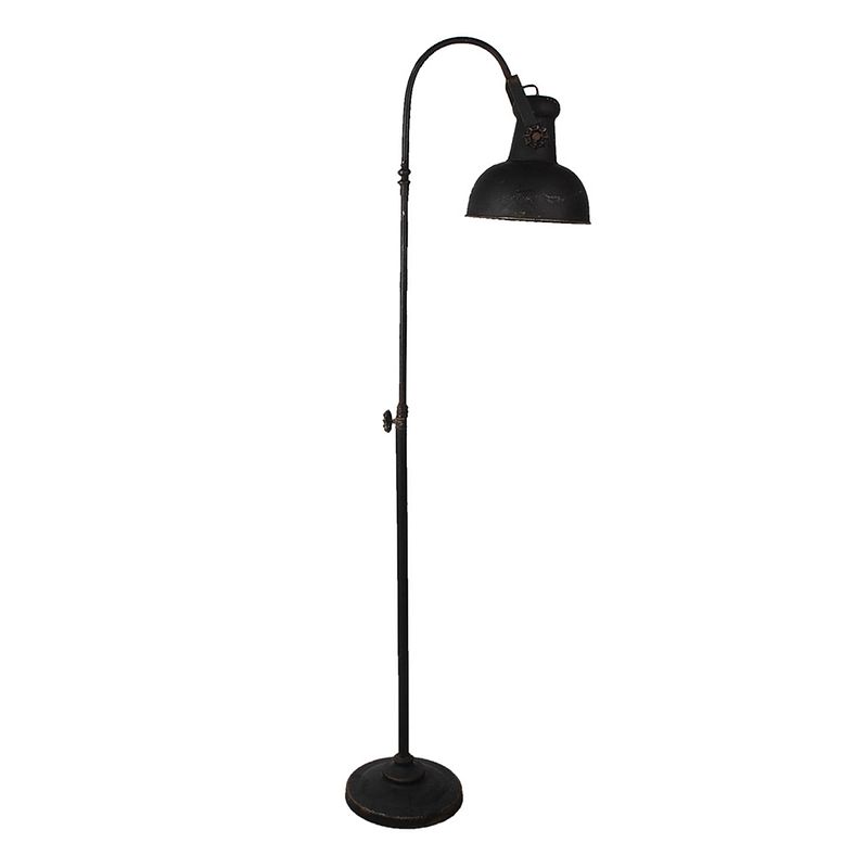 Foto van Clayre & eef vloerlamp 59*27*189 cm e27/max 1*60w zwart ijzer staande lamp staanlamp zwart staande lamp staanlamp