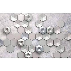 Foto van Komar hexagon concrete vlies fotobehang 400x250cm 4-banen