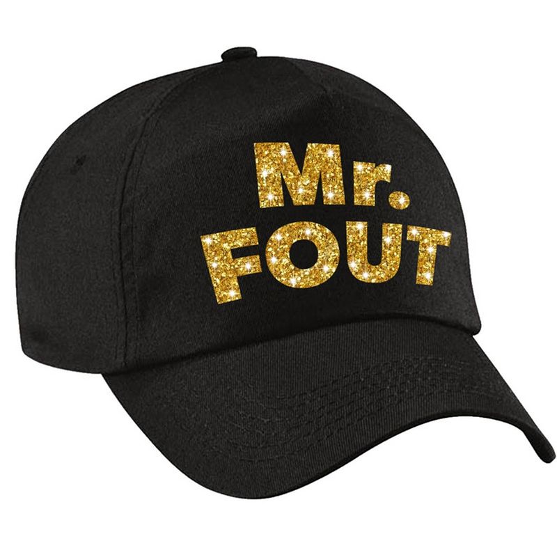 Foto van Mr. fout pet / cap zwart met gouden letters voor heren - verkleedhoofddeksels